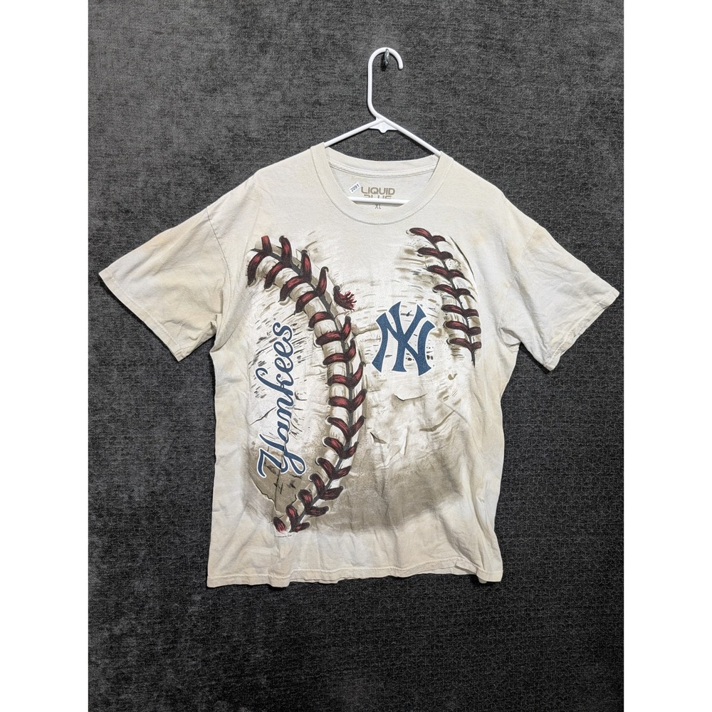 Liquid Blue New York Yankees Baseball Graphic Tee XL Cream Tie Dye MLB Shirt